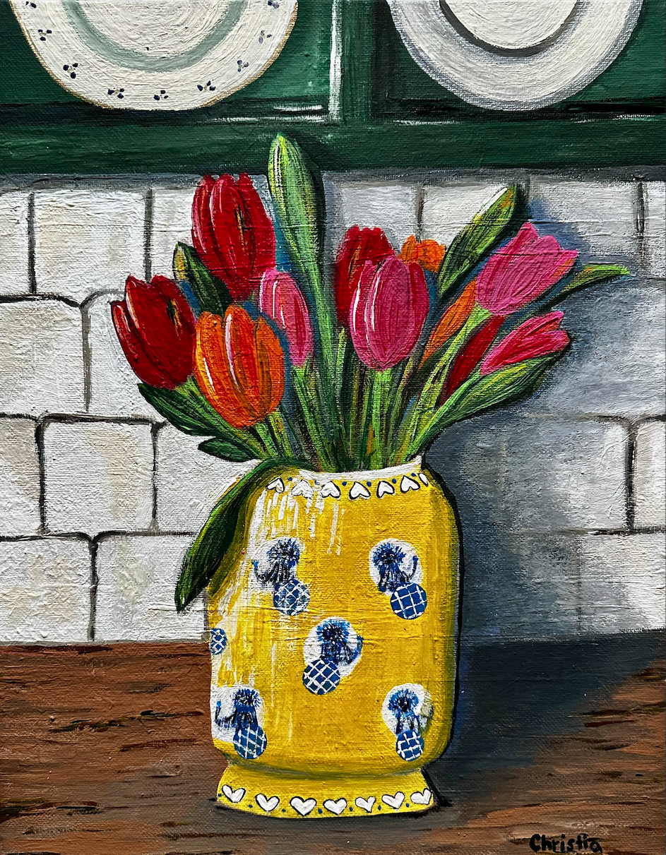 Kitchen tulips painting by Christi